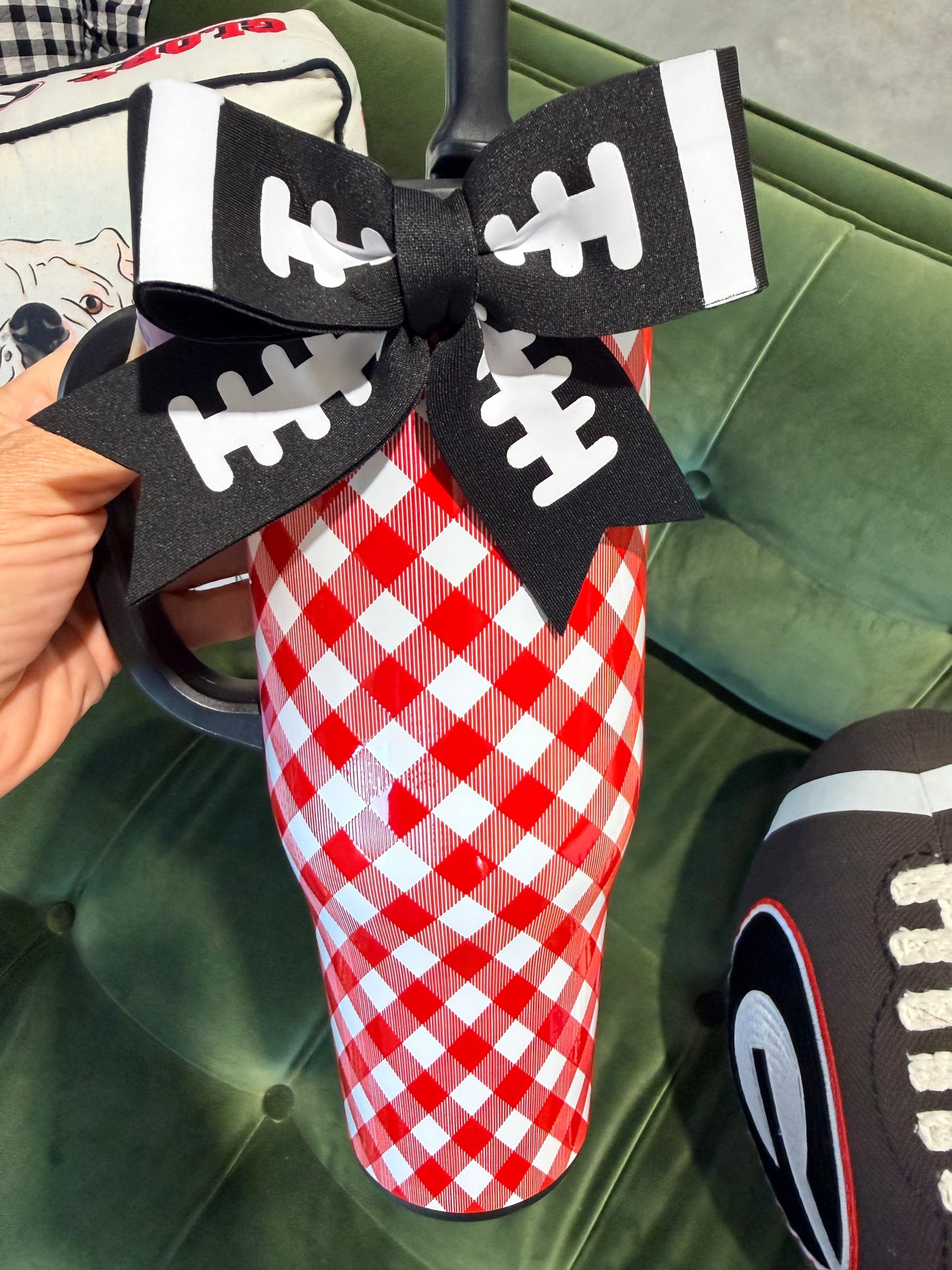 Swig gameday gingham red and black Mega Mug 40 OZ