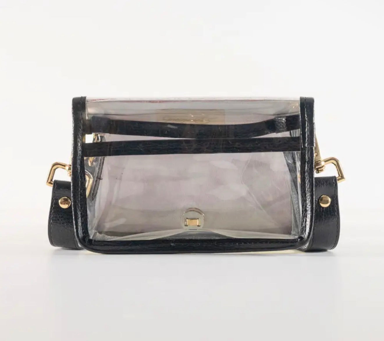 All black clear petite stadium purse with bulldog