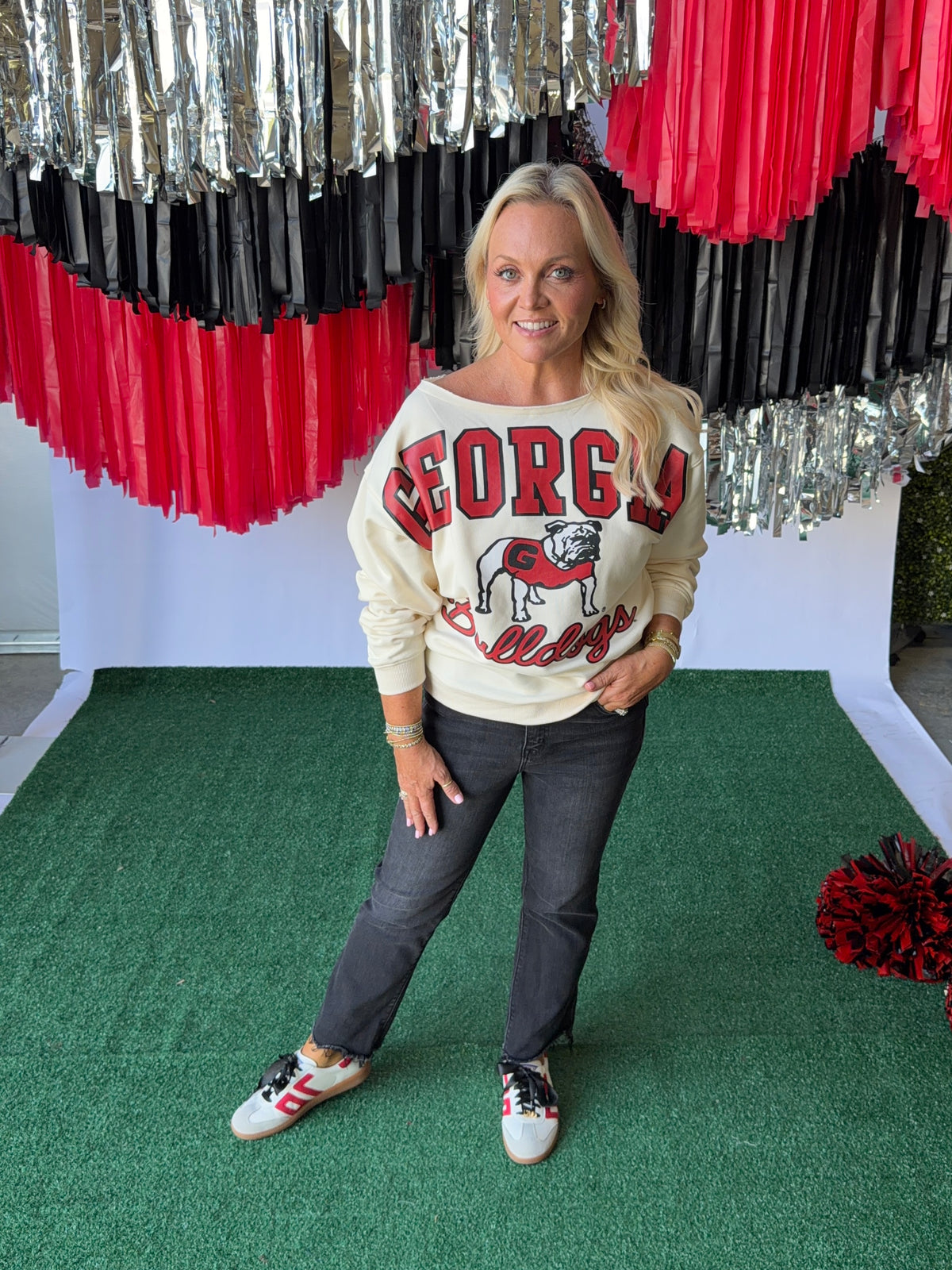 Off the shoulder licensed sweatshirt