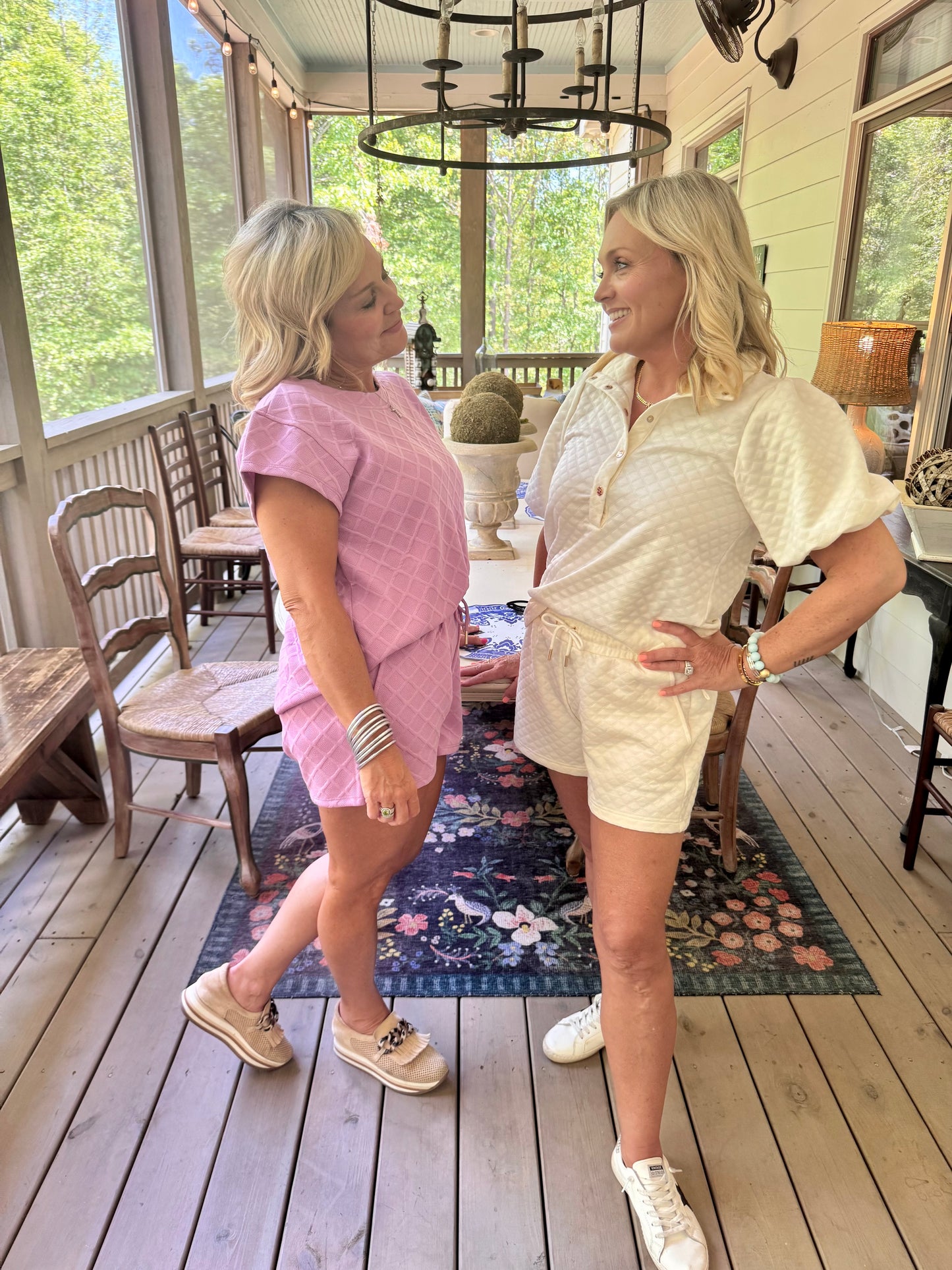 White cream ivory summer set jacquard bubble sleeve marked down