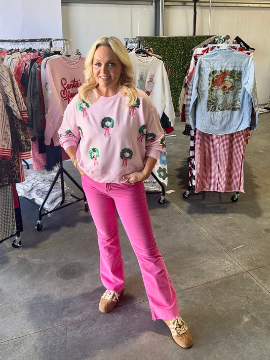 Sequin Wreath boutique style sweatshirt