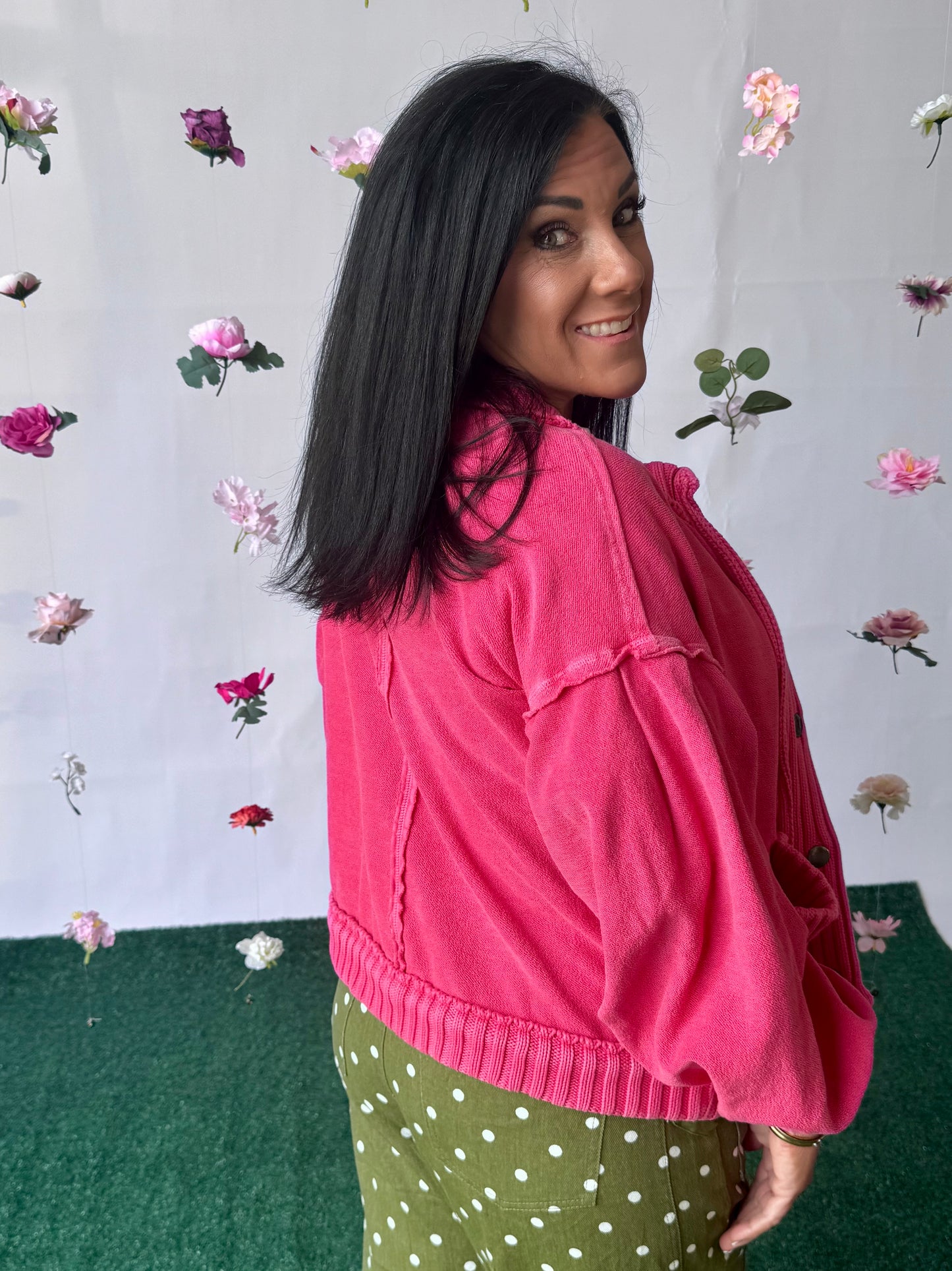 Fushia pink cardigan sweater. free P dupe