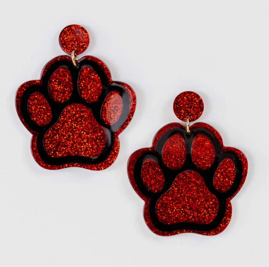 Paw print earrings acetate 2”