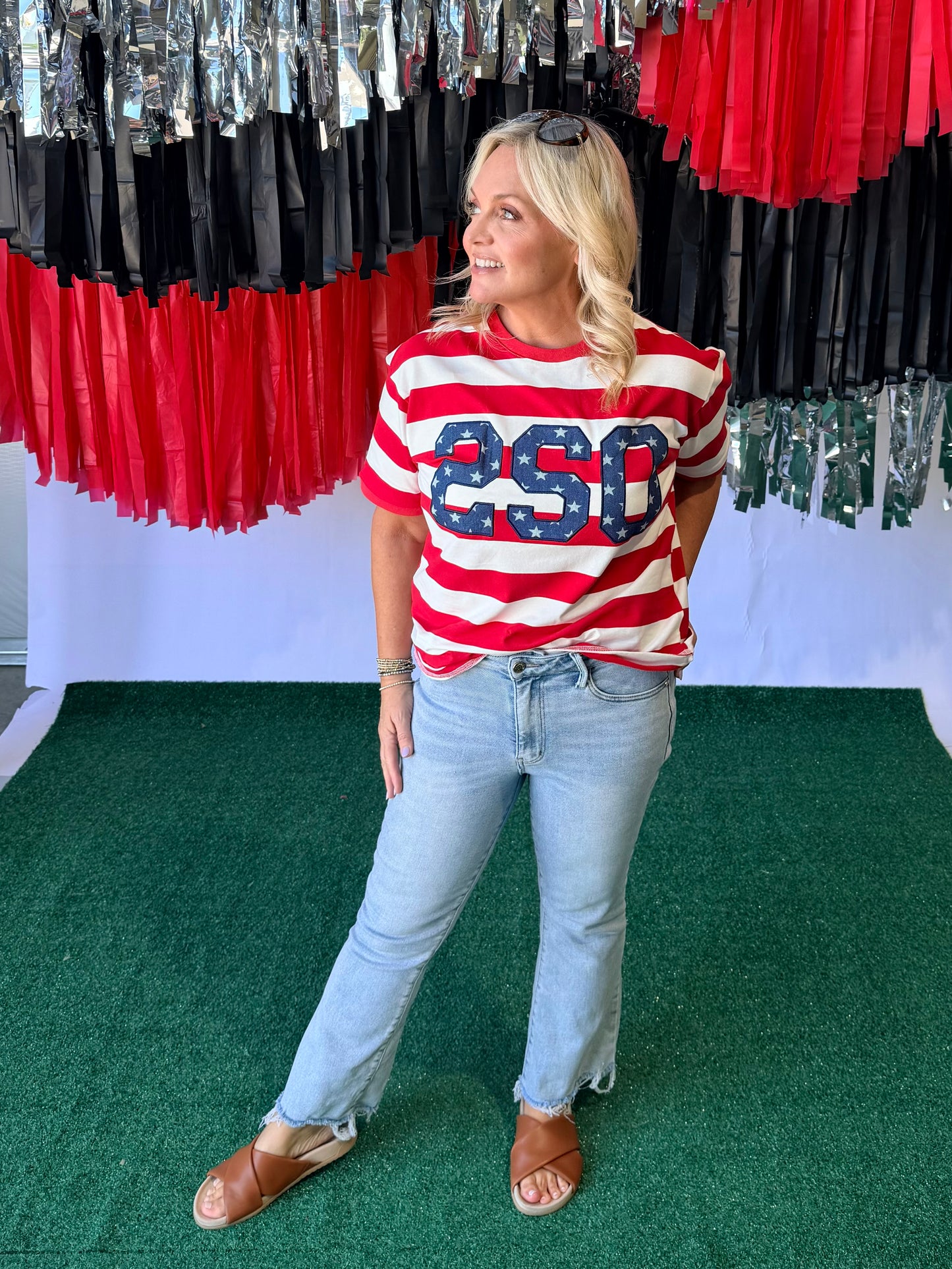 4th of July stripe top with stars