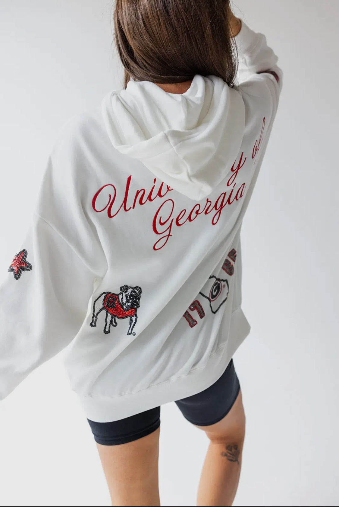 Sweatshirt oversized licensed hoodie sequin and embroidered