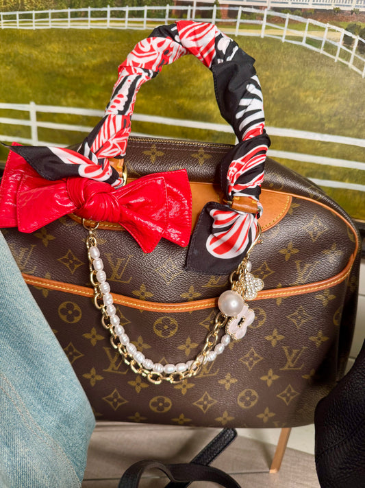 Red pleather bow purse charm or hair clip