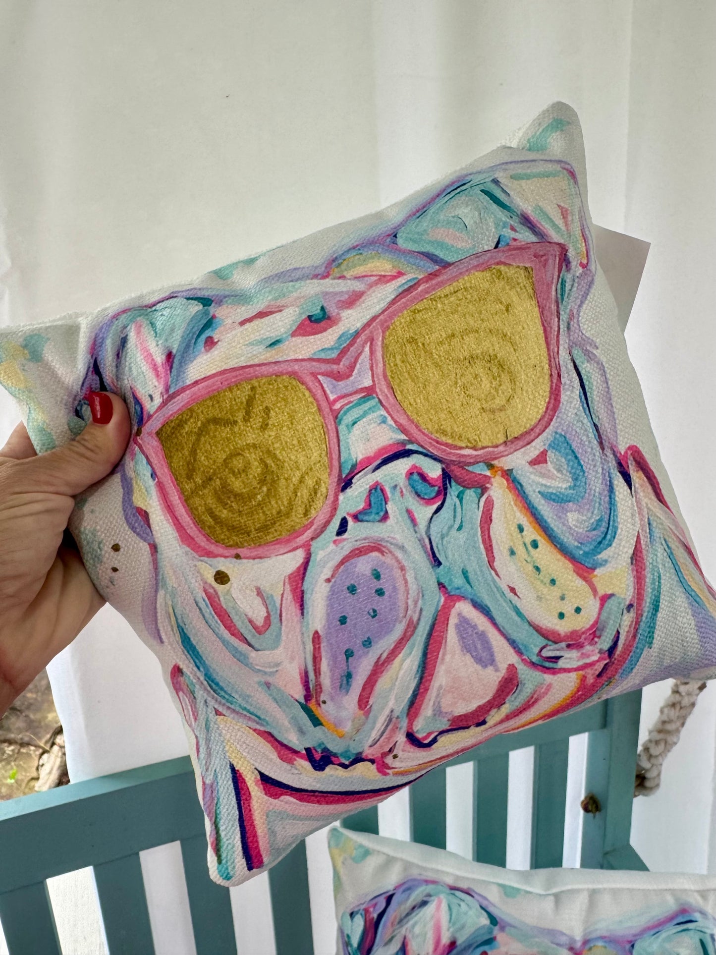 12x12 Water color bulldog pillow