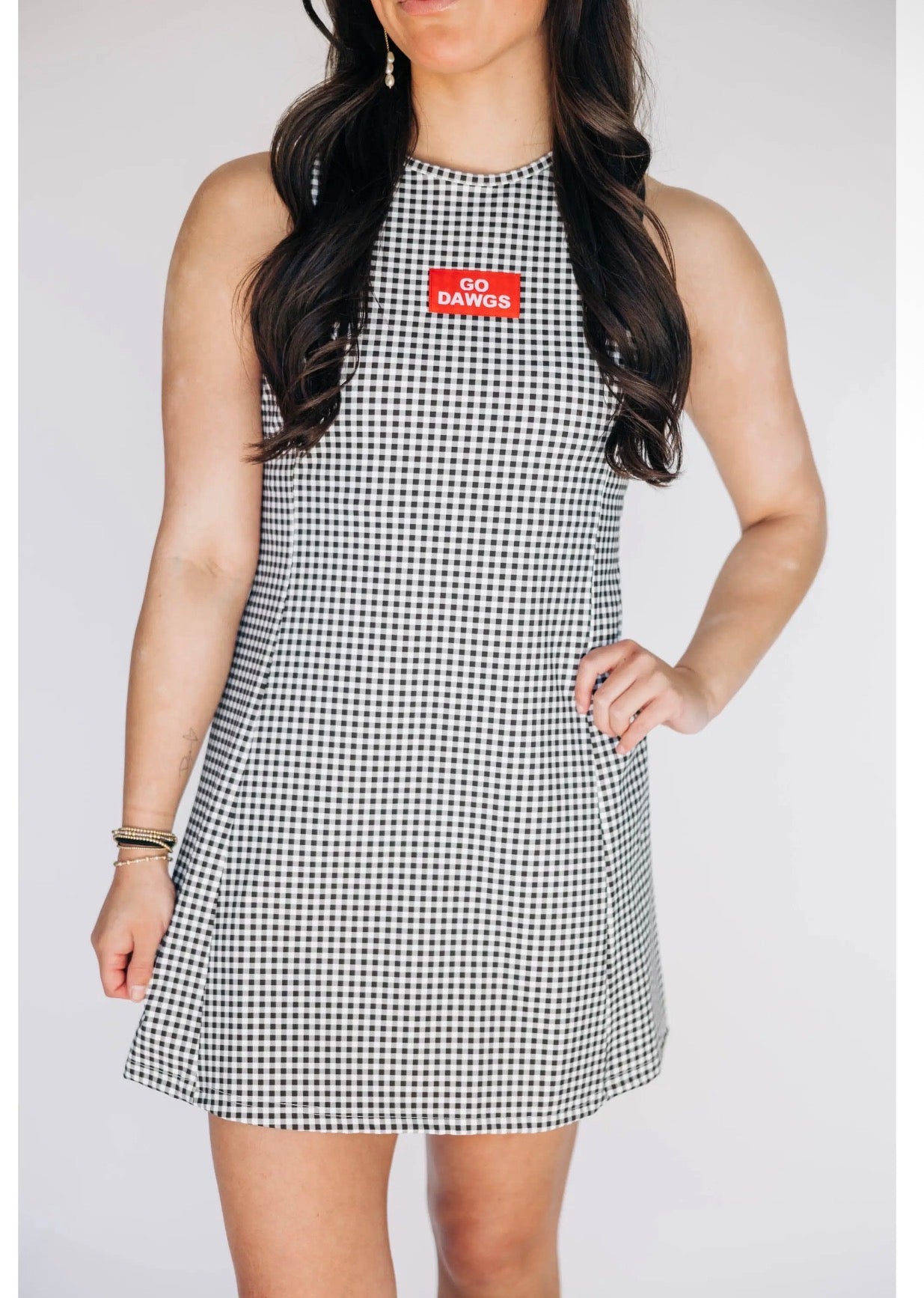 Gingham active  wear game day dress licensed