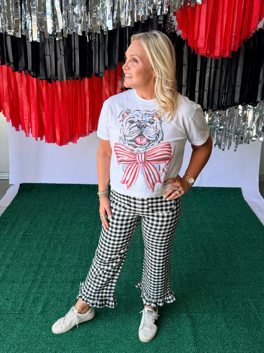 Black and white gingham straight  pants