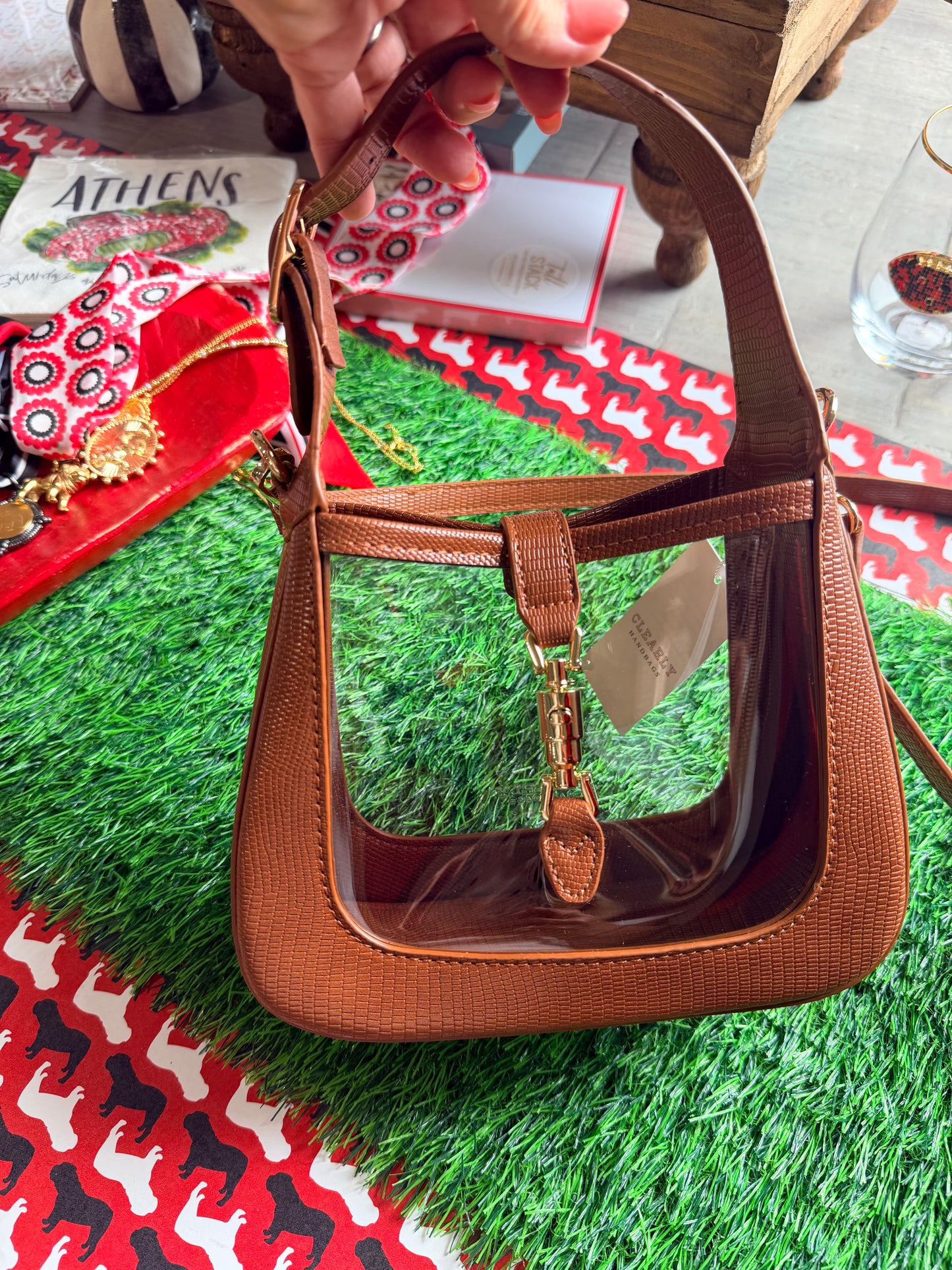 The Paige clear bag brown