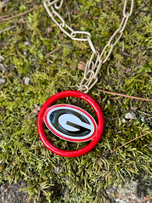 Georgia bulldogs logo medallion necklace large