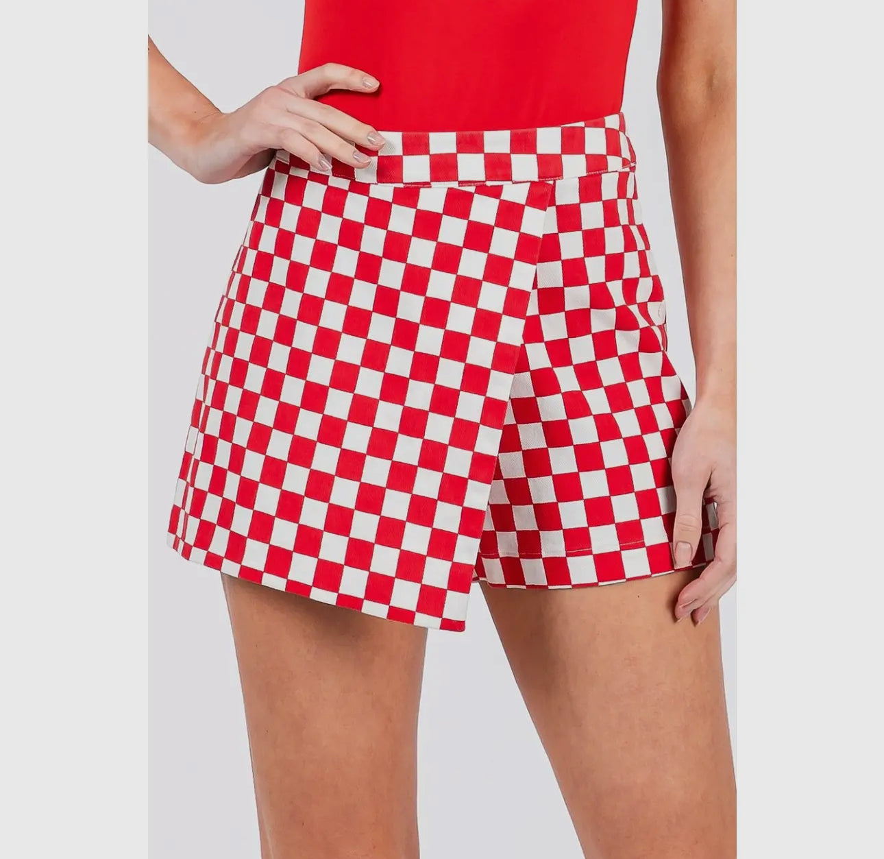 Game day checkered skort red and white