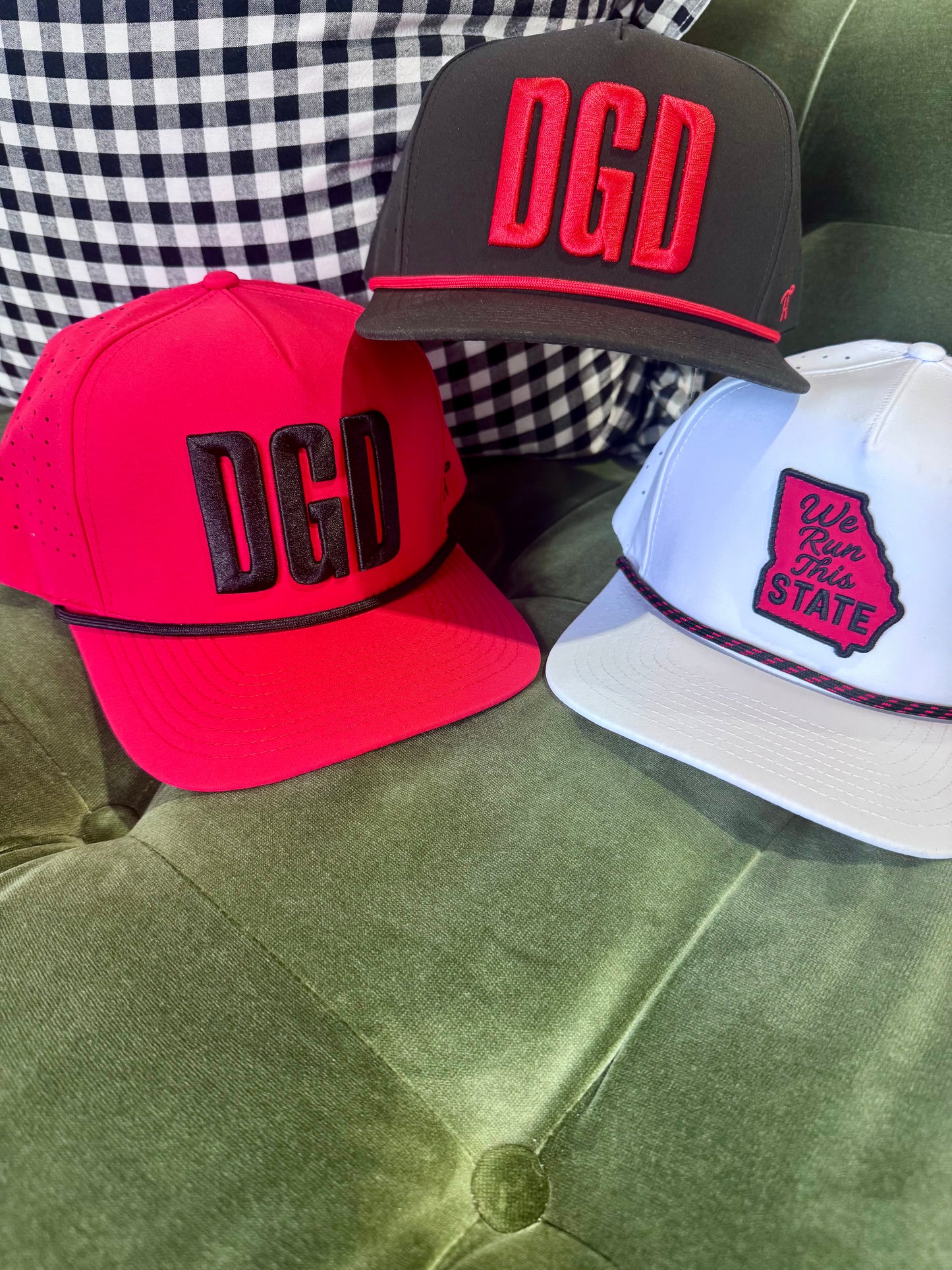 DGD hat red with black embroidery rope style