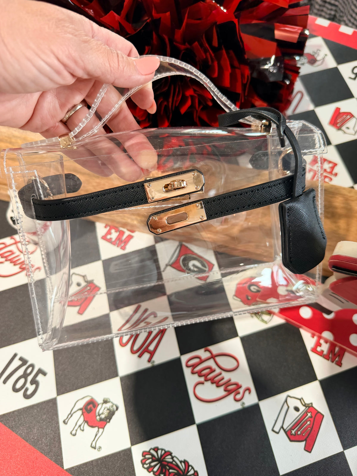 Clear purse black