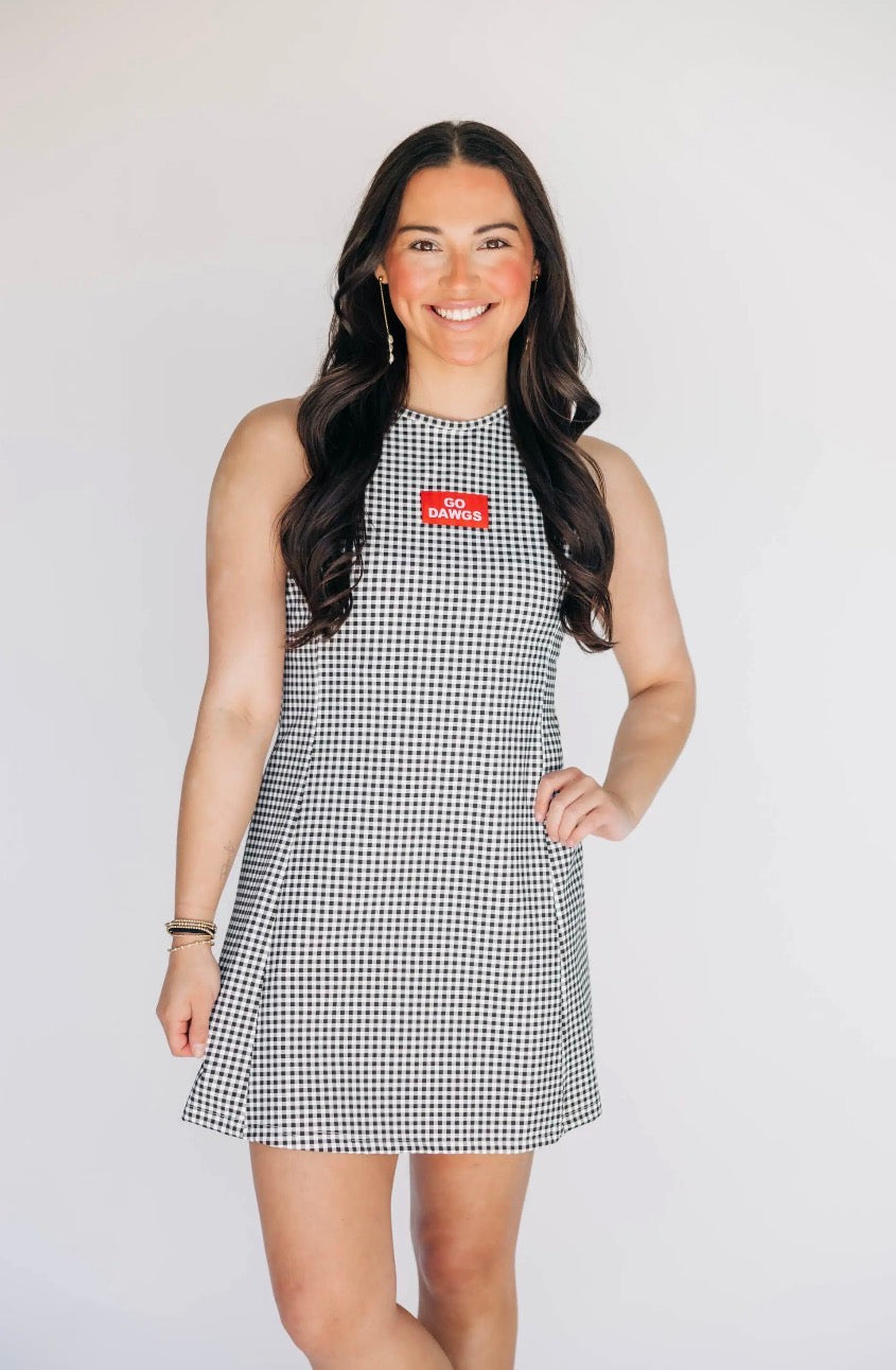 Gingham active  wear game day dress licensed