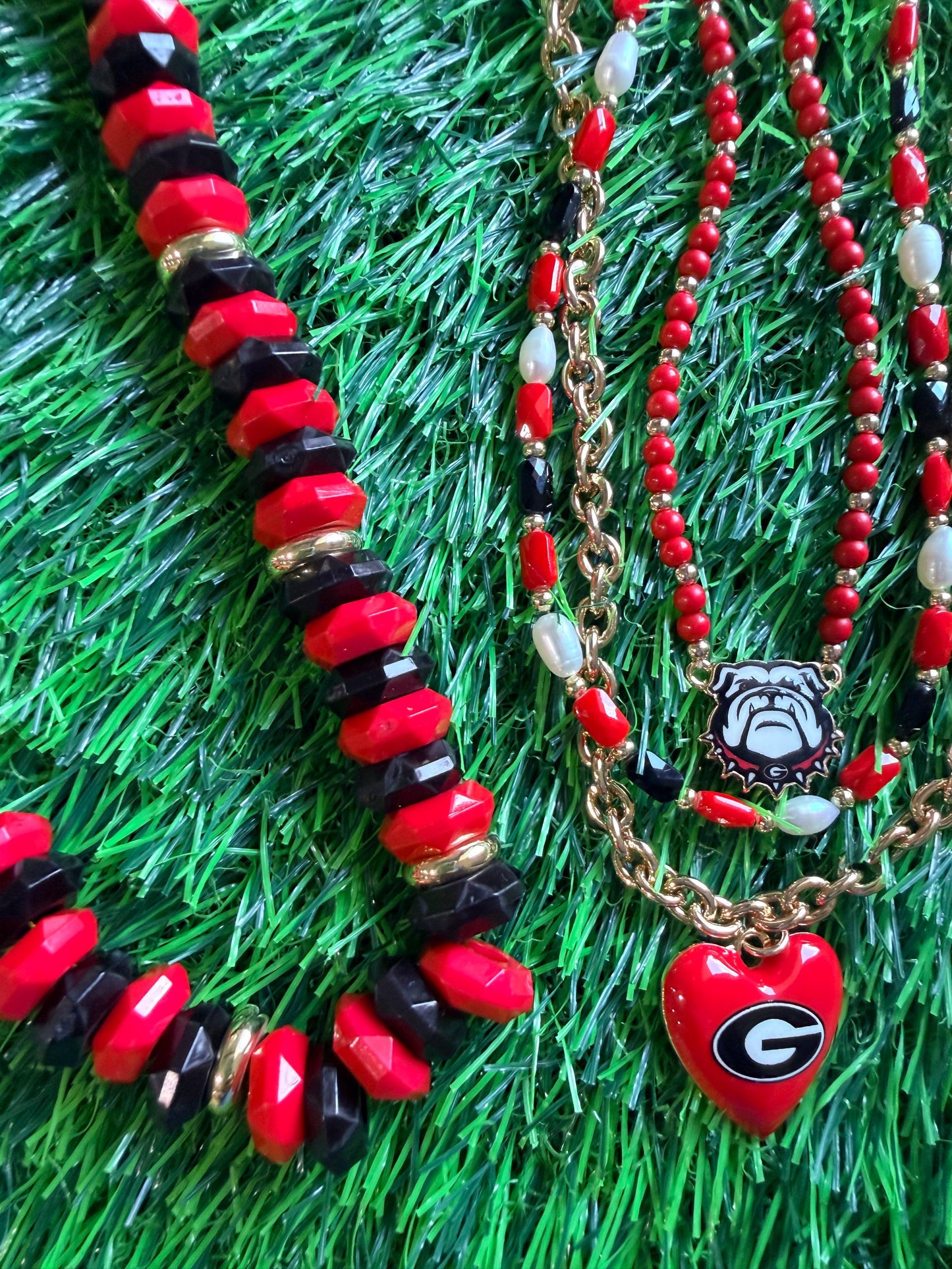 Black red gold giant beaded necklace