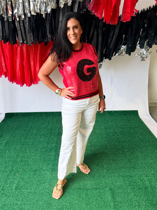 Game day sequin sleeveless top