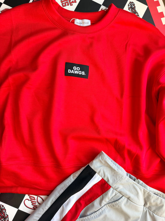 Airy licensed crew neck go dawgs red with black patch