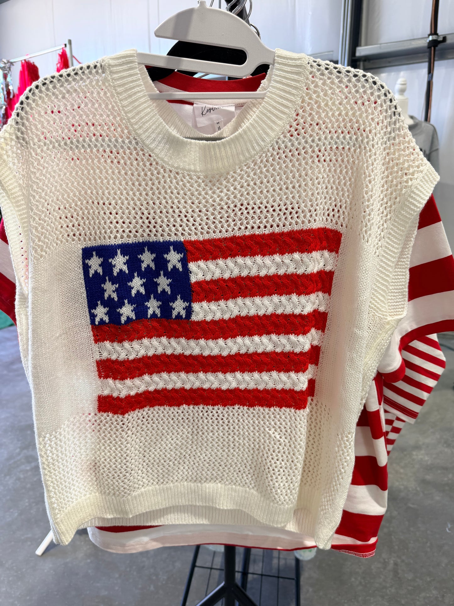 Knit 4th of July light weight knit top