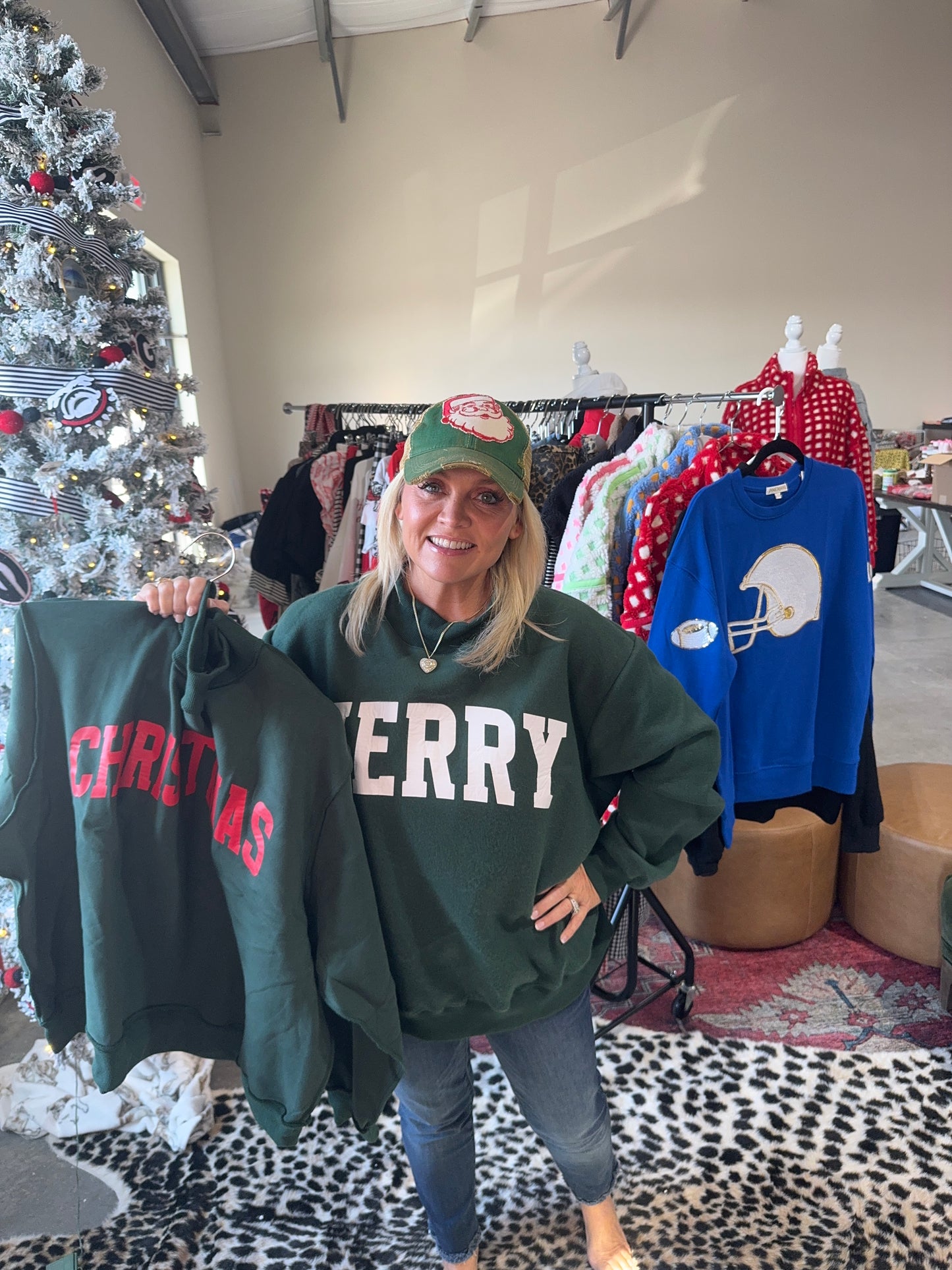 Mock neck green with Red Christmas reversible!