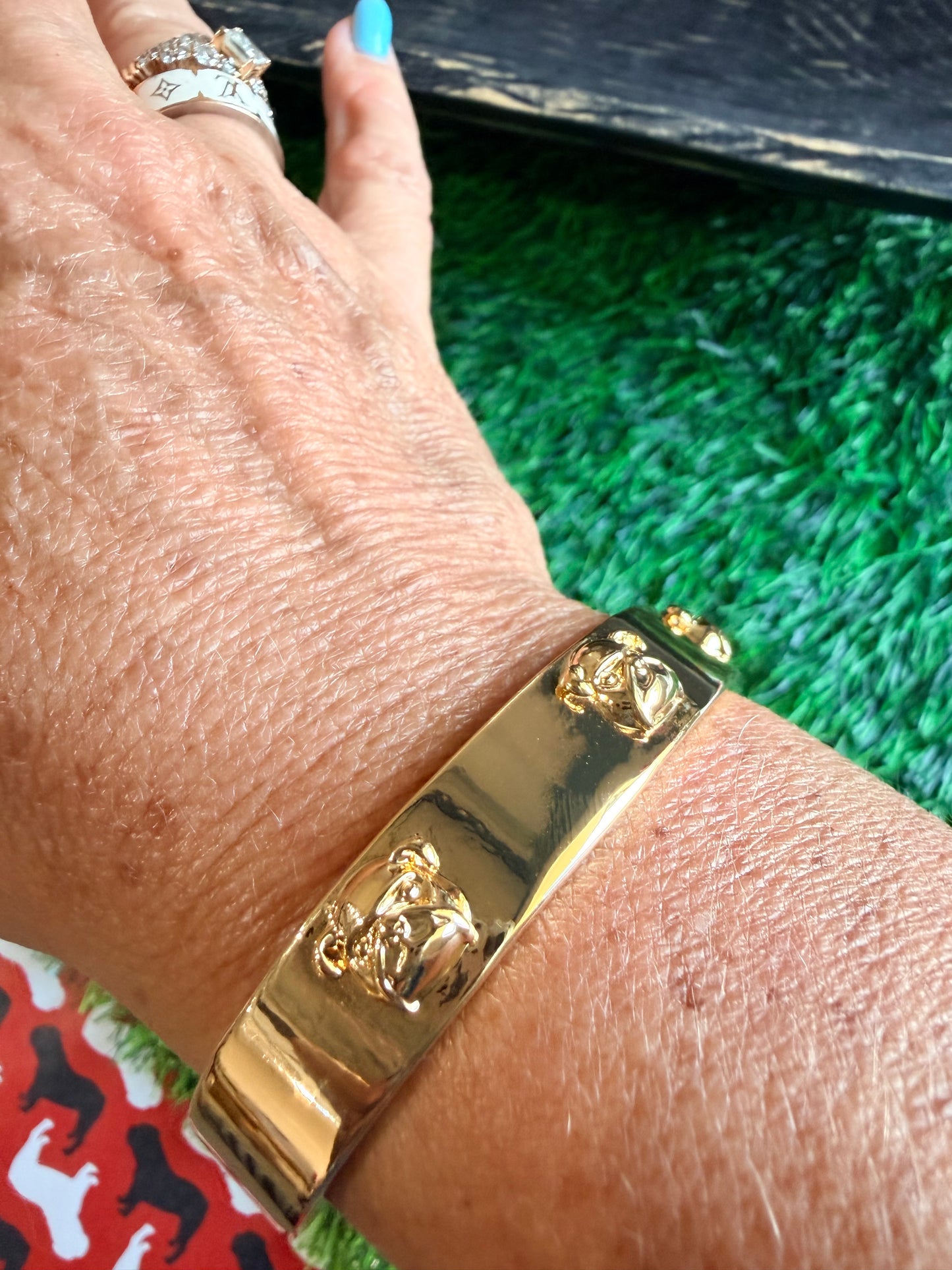 Gold bulldog bangle