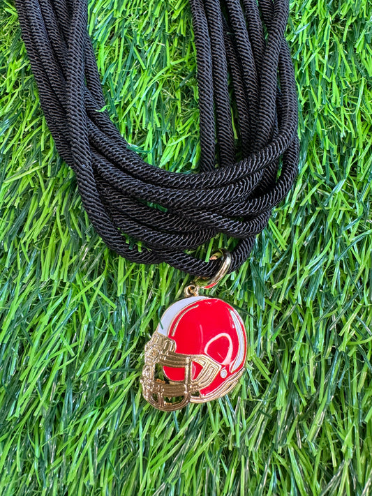 Rope necklace black with red helmet