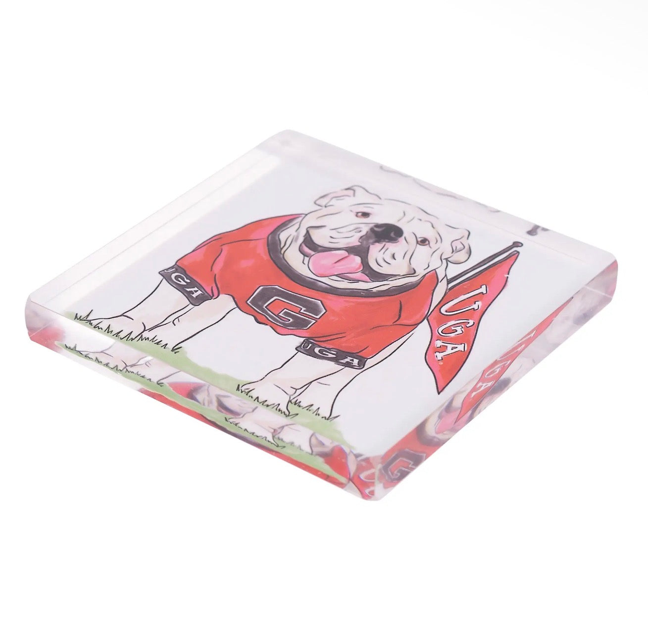 Acrylic napkin holder with dawg napkin weight