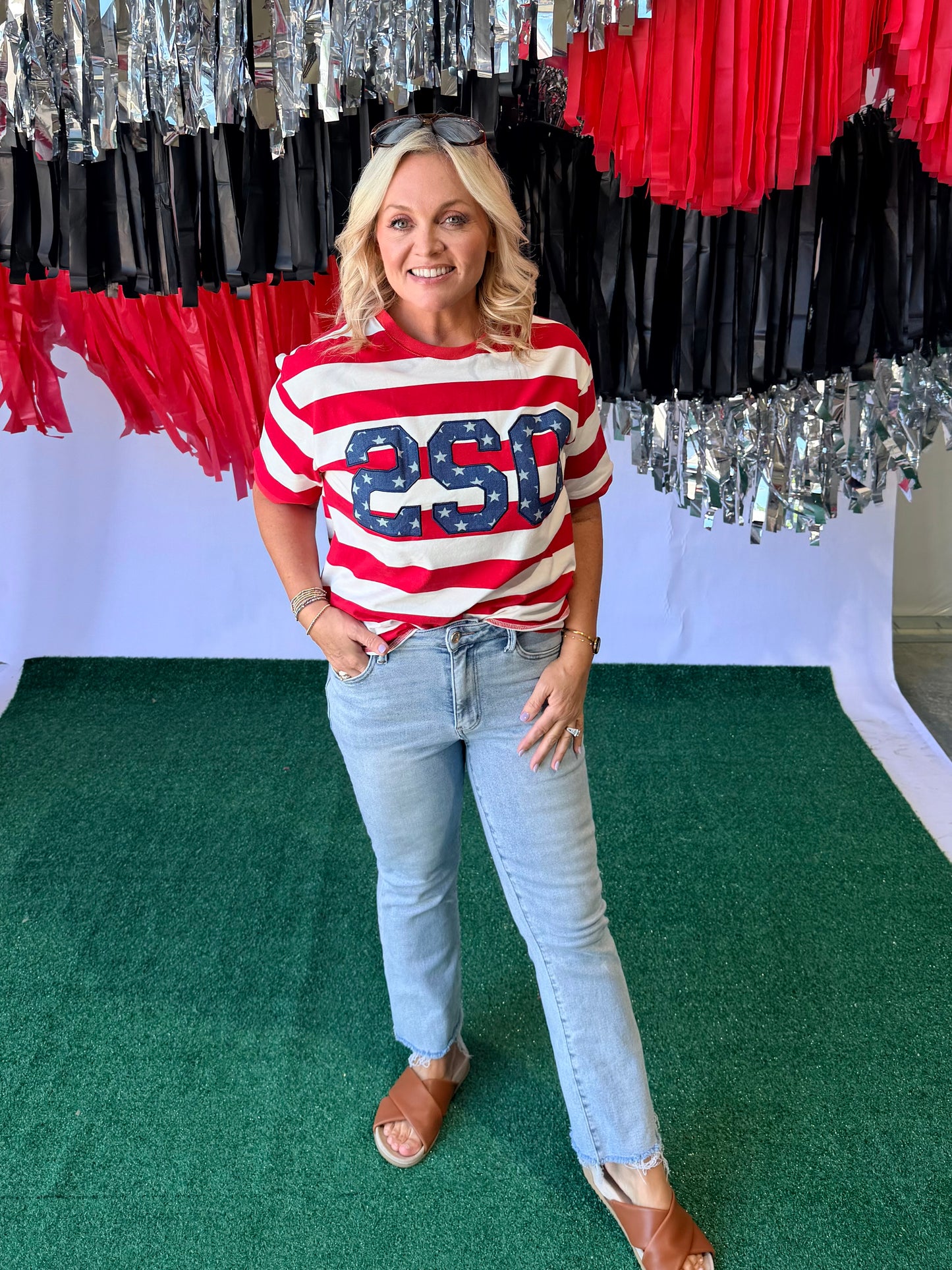 4th of July stripe top with stars