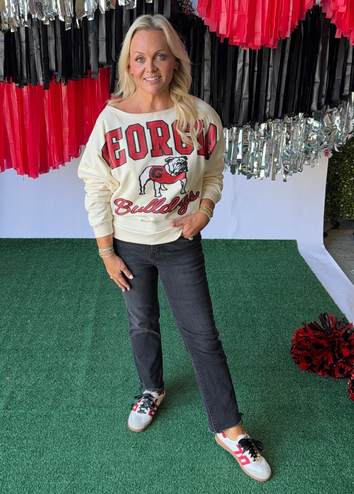 Off the shoulder licensed sweatshirt