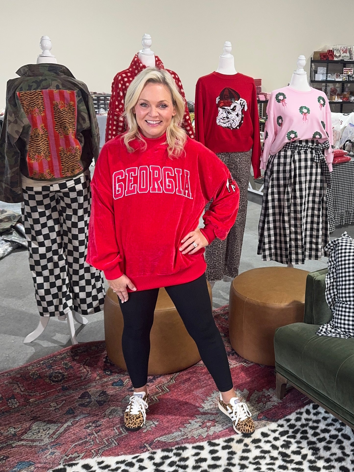 Chenille mock neck red licensed Georgia