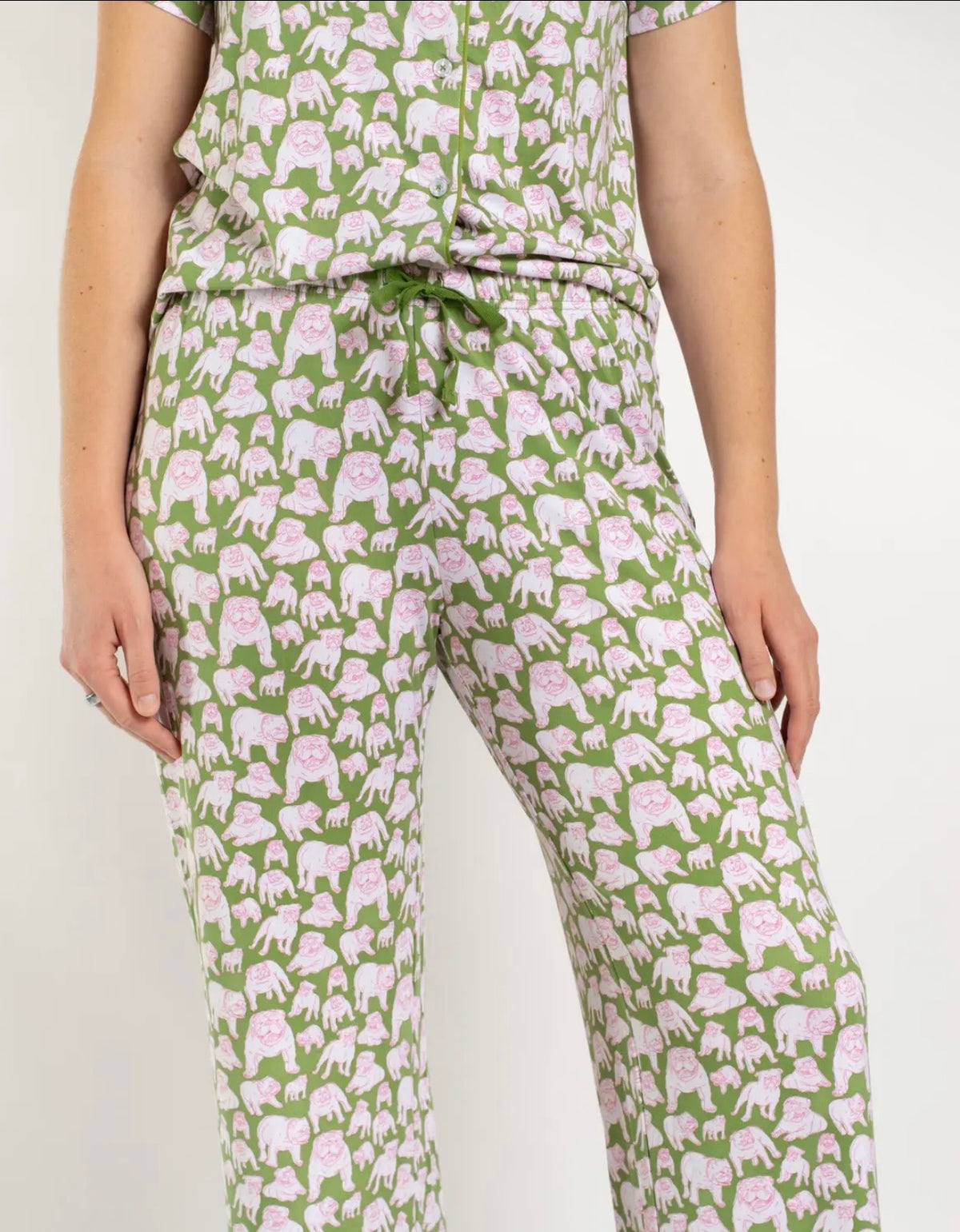 Pink and green bulldog sleep pants PJ’s