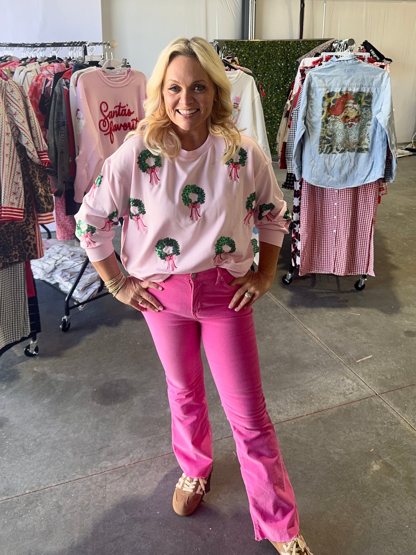 Sequin Wreath boutique style sweatshirt