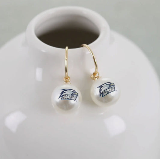 Georgia southern logo pearl hoop earrings licensed