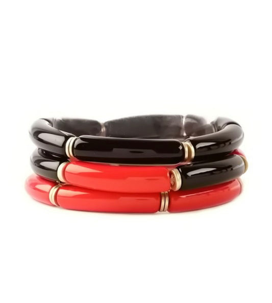 Set of 3 red and black bracelets smaller