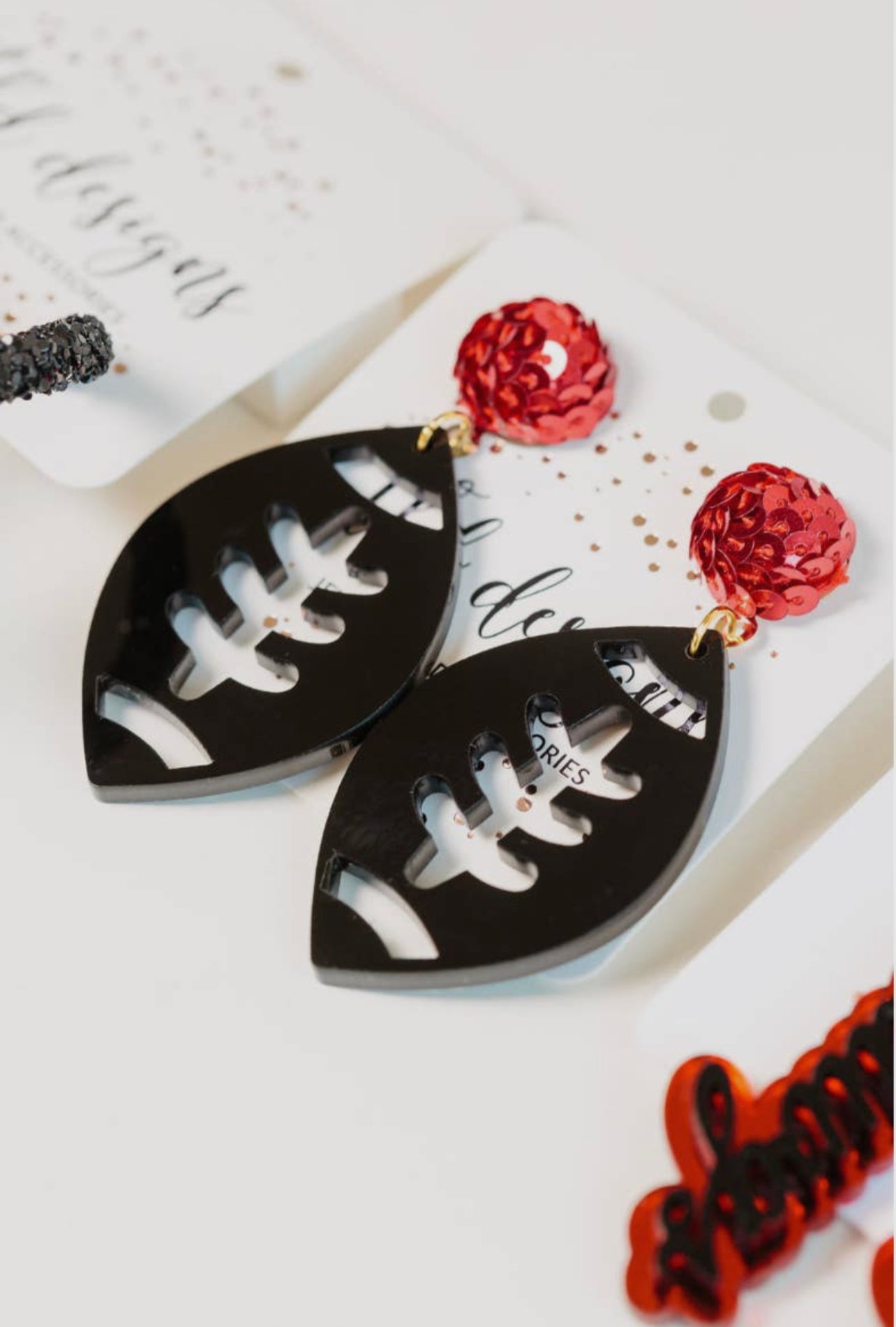 Football earrings with sequin