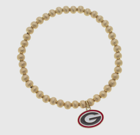 Georgia licensed bulldogs ball bead stretch bracelet