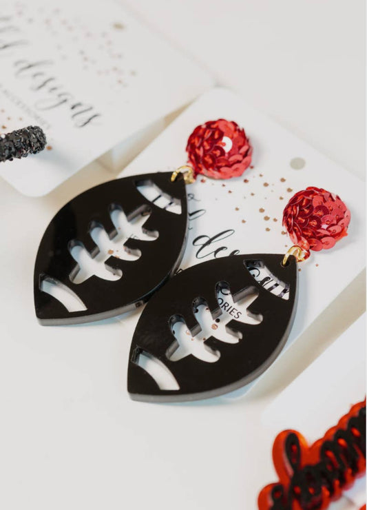 Football earrings with sequin