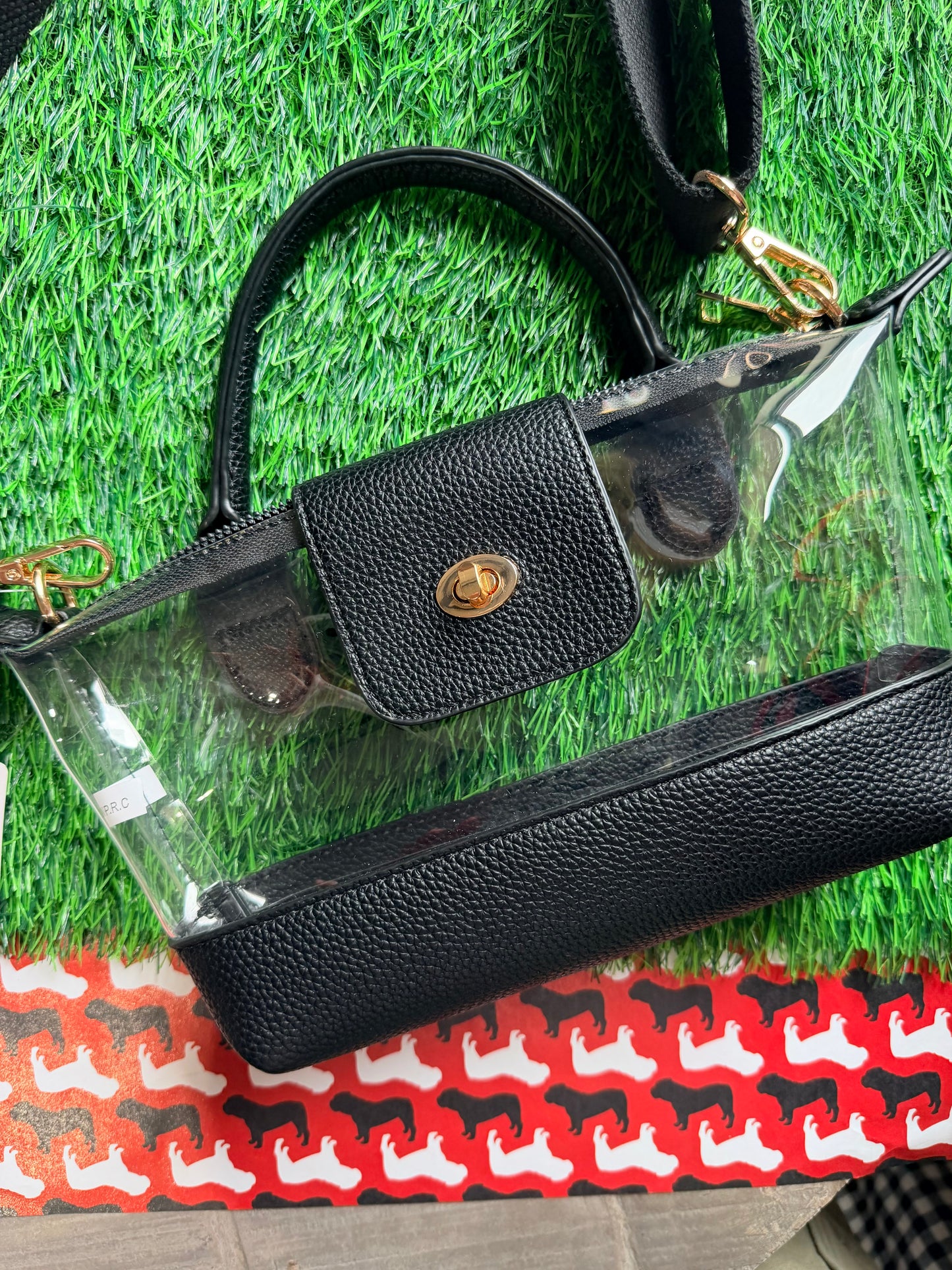 Clear purse with one handle black
