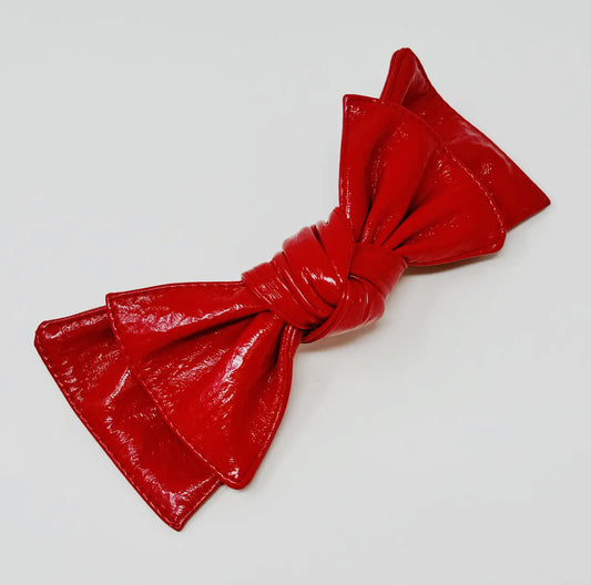 Red pleather bow purse charm or hair clip