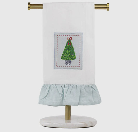 Christmas tea towel with ruffle