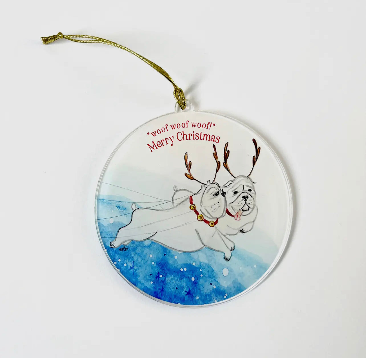 Acrylic dog reindeer ornament