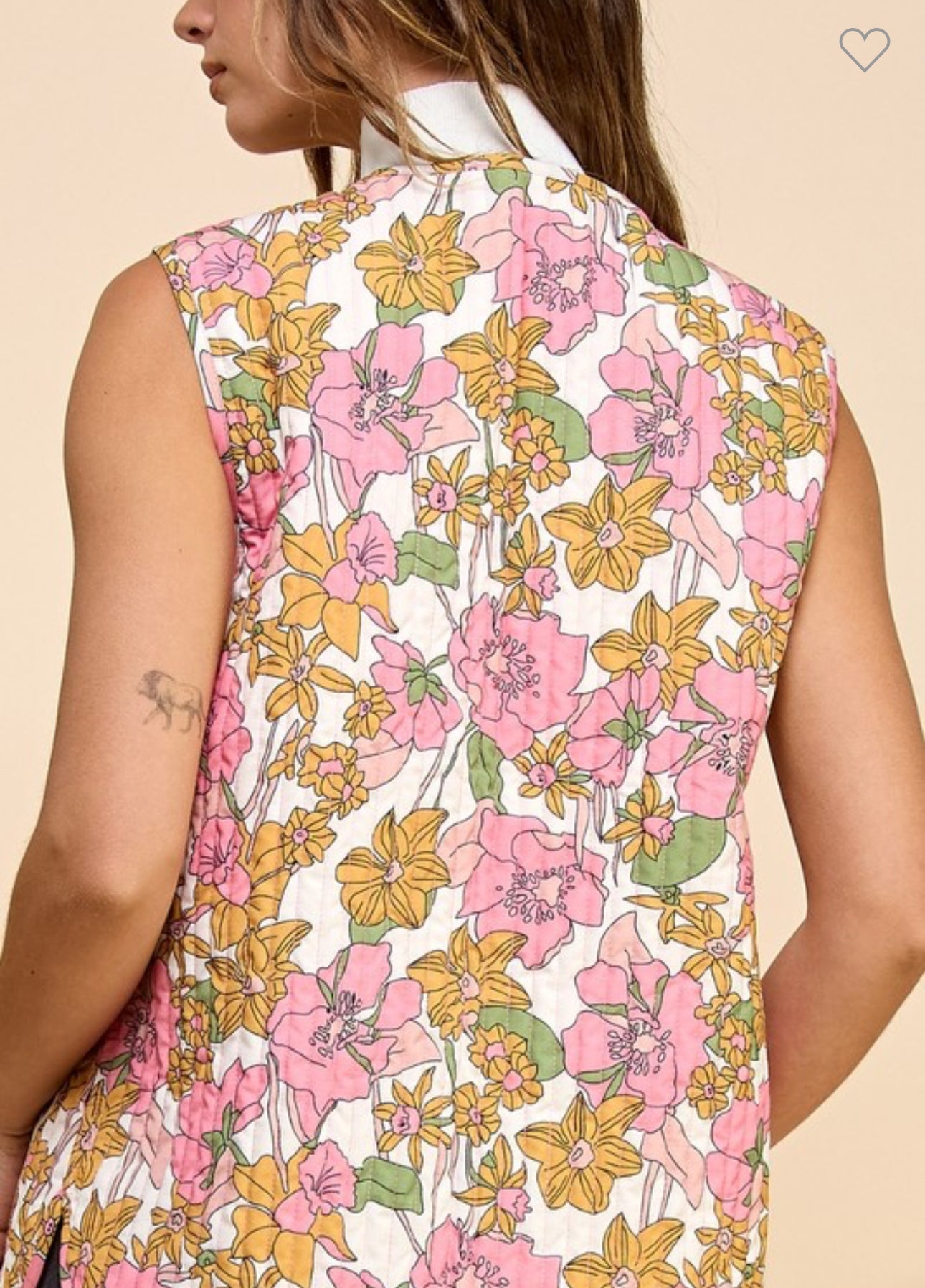 Fall collection quilted pink floral tie vest