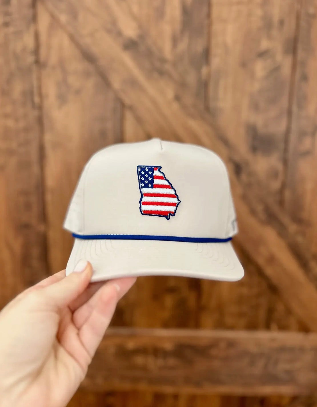 Georgia flag state hat khaki