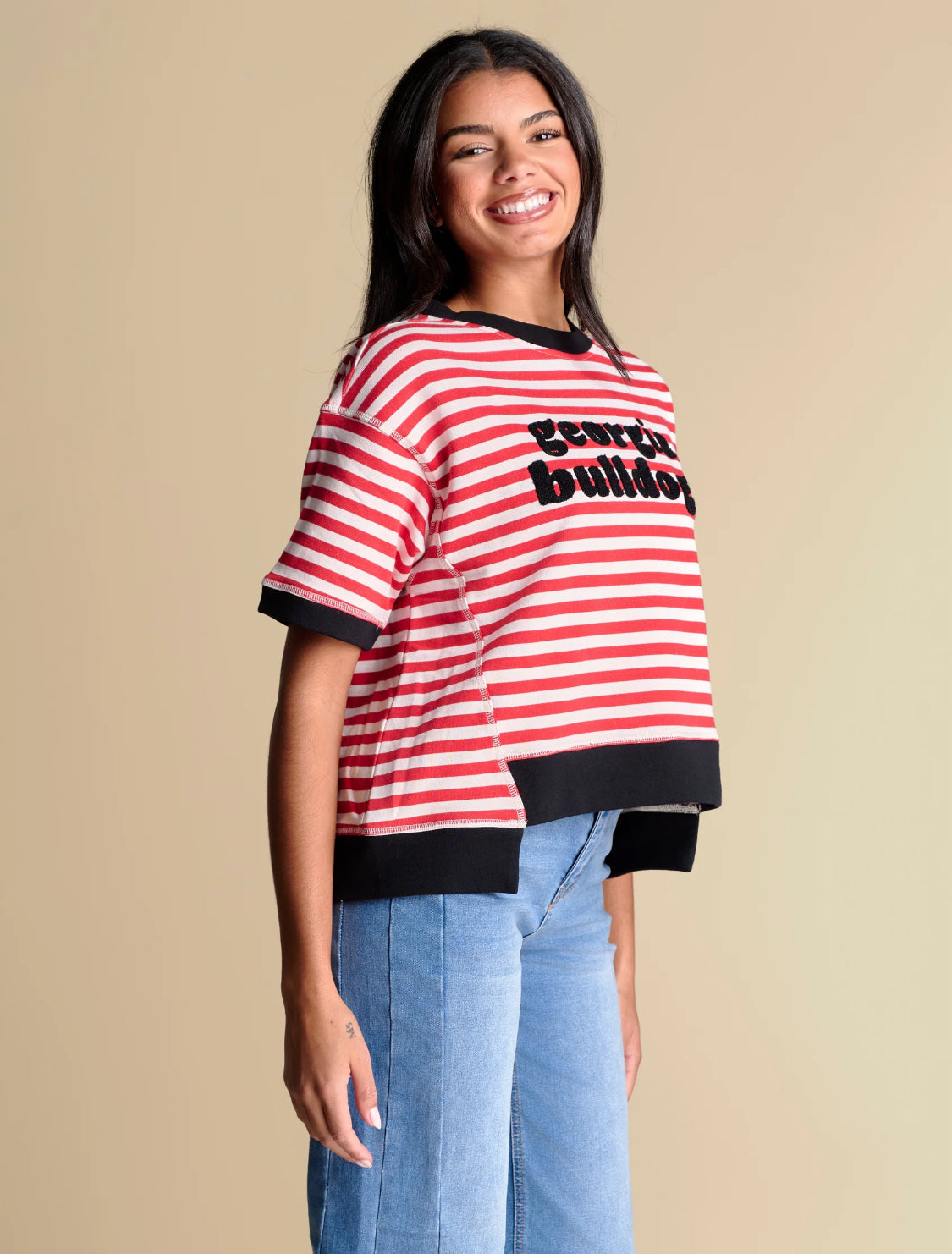 Stripe chenille boxy top licensed