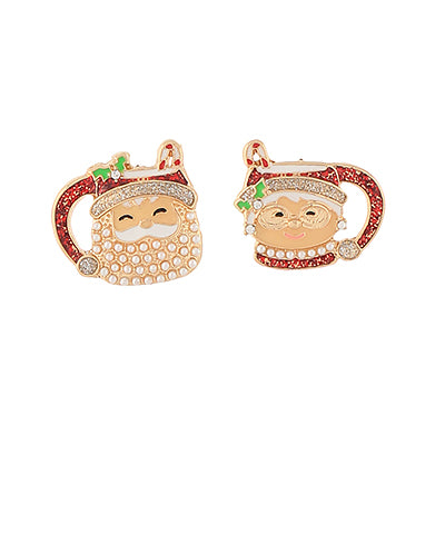 Santa mugs Christmas earrings