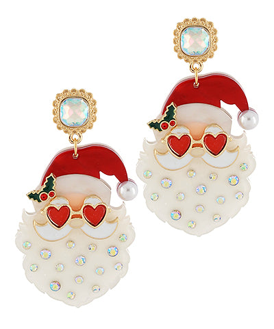 Santa earrings rhinestones and sunglasses Christmas