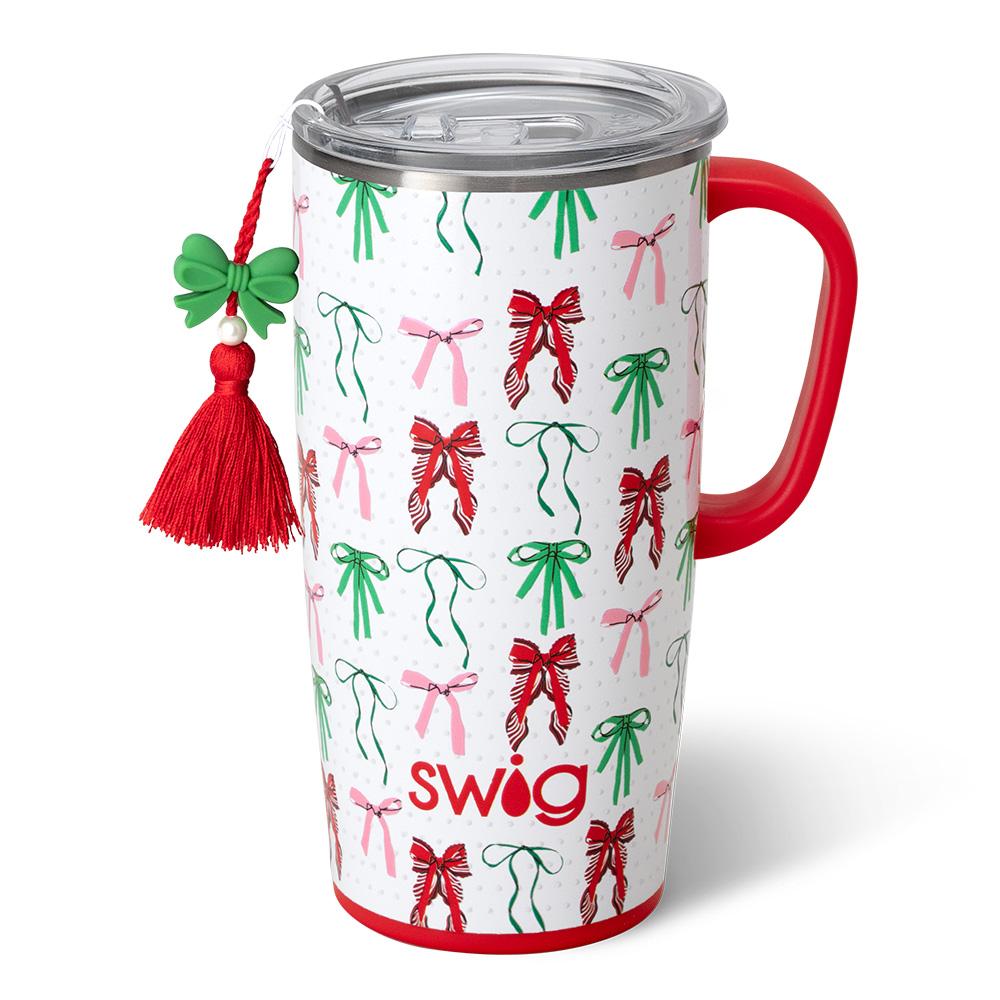 Swig 22 ounce travel Christmas Bow mug