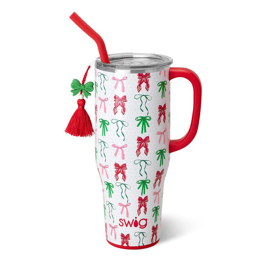 Swig mega mug 40 oz ribbons and bows Christmas