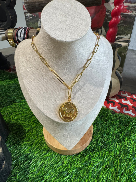 Lisi lerch bulldog necklace coin