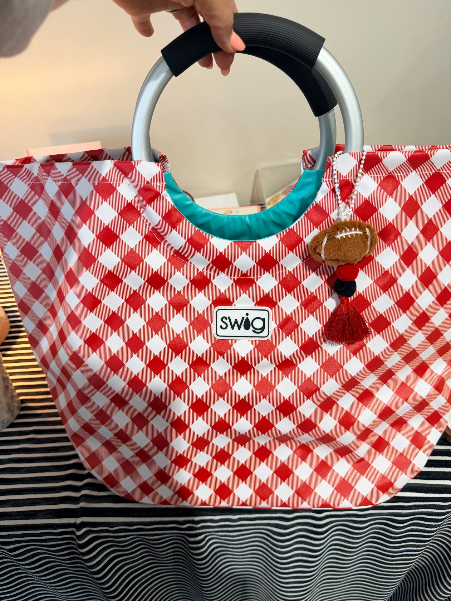 Game day gingham loopi tote
